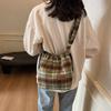 Темпераментная клетчатая сумка сумка-ведро сумка под мышку 2025 зима новая шерстяная модная простая повседневная сумка