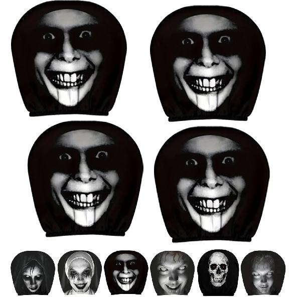 Scare Seat, Horror Headrest Cover, Scary Face Headrest Covers, Horror Face Car Headrest Covers, 4PCS 2027 New Spooky Scary Headrest Covers for Cars