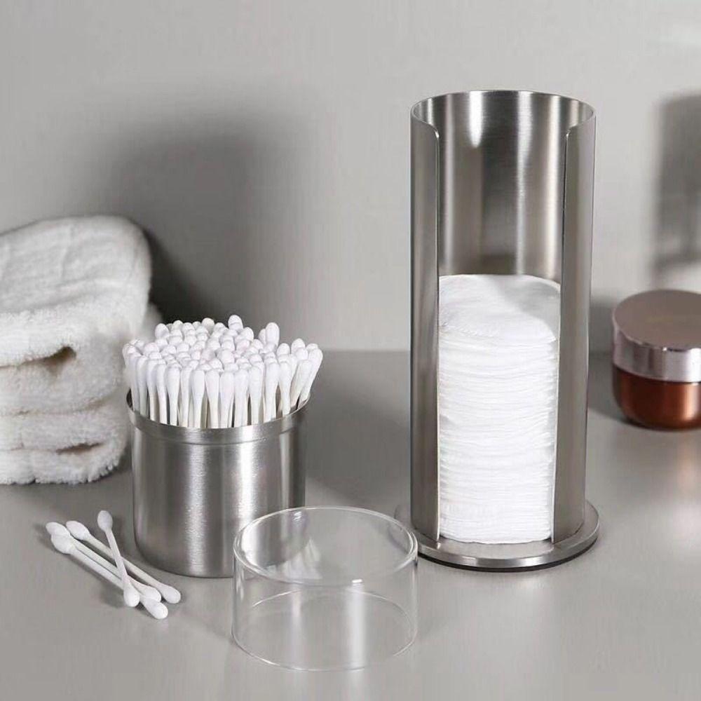 Double Layer Cotton Swab Storage Box Round Cotton Swab Holder Durable Pads Dispenser Q-tips