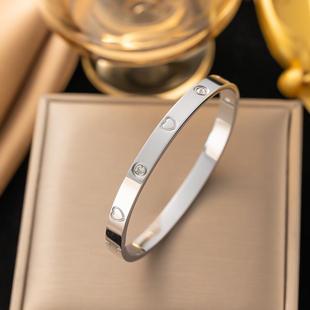 Htpwe Браслет Любви из Нержавеющей Стали для Женщин с Позолотой 18 Карат, Парный Праздничный Подарочный Браслет для Вечеринки, на Каждый День, с Цирконием