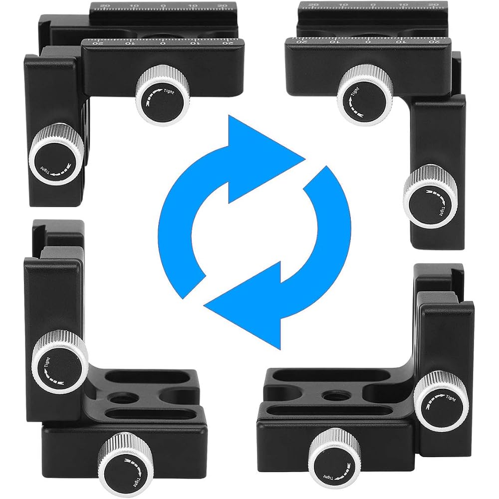 Haoge CP-RA90 Right Angle Clamp, 90 Degrees, Double Quick Release L-Clamp with 1/4" Screw Thread, for Arca Swiss RRS Benro Rail Plate Nodal Slide