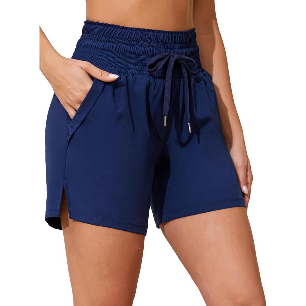 CHARMLEAKS Женские шорты для плавания высотой 6 дюймов с высокой талией Быстросохнущие пляжные шорты с карманами