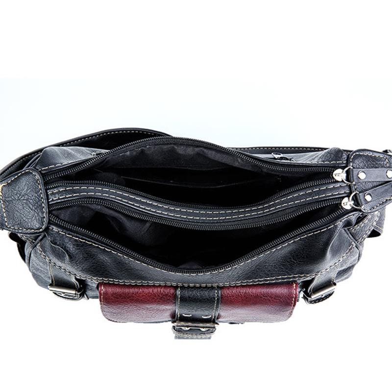 Yogodlns Retro Patchwork Shoulder Bag For Women Soft Leather Crossbody Bag Cool Girl Messenger Bag Shopping Purse Handbag