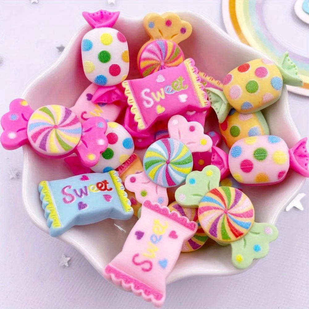 10pcs Mixed Resin Mini 3D Sweet Colorful Dot Candy Flatback Cabochon Simulation Foods Scrapbook DIY Figurines Accessories Decor Crafts