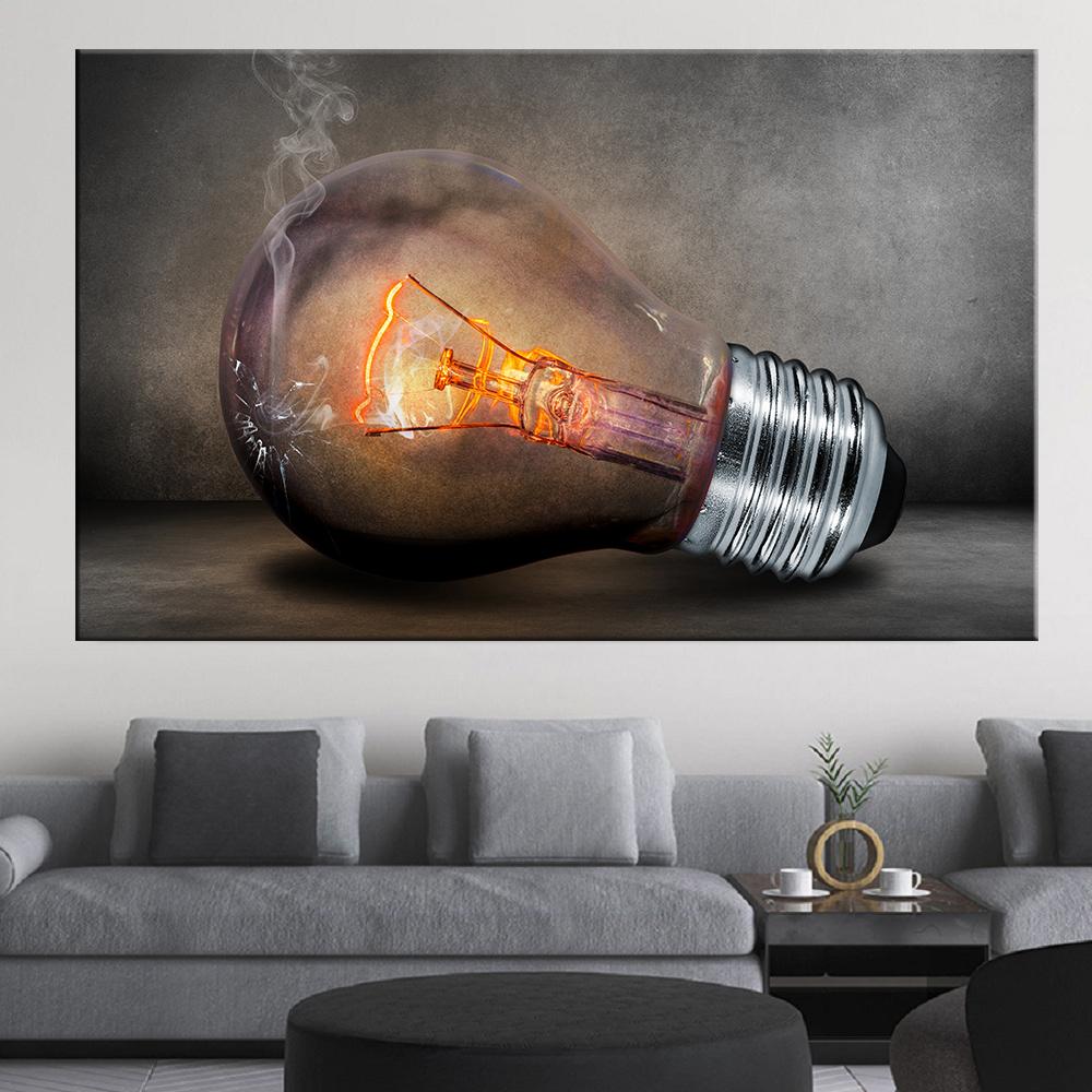 Modern Light Bulb Graffiti Wall Art Canvas Painting Poster Living Room Dining Room Home Painting Wall Decoration Mural Cuadros