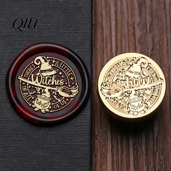 Wax Seal Head Replacement Halloween Themed Brass Stamp Head, Pumpkin Ghost Witch Bat Engraved Hand Account Decoration Sealing for Envelope Journal