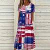 Женское летнее повседневное модное платье с коротким рукавом и карманом на День независимости с коротким рукавом