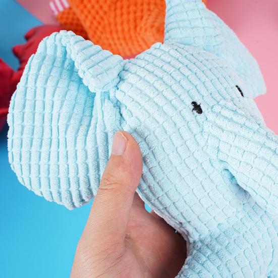 Синий слон Игрушка для жевания для собак Снижение скуки Пищащая Набитое животное Плюшевая Игрушка ручной работы Мягкая Для прорезывания зубов у собак Интерактивная игрушка Товары для животных