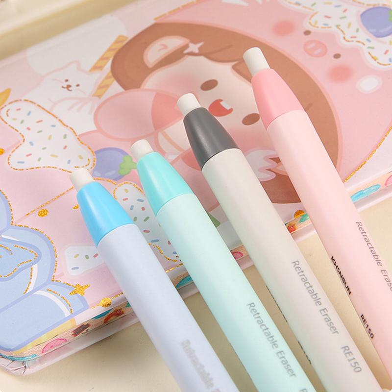 Press Retractable Pencil Eraser Correction Supplies Pen Style Pencil Rubber