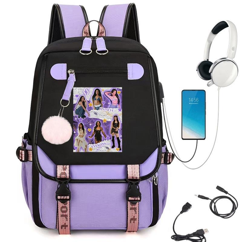 KATSEYE K-Pop Girl Group Print Backpack Large Capacity School Student Bookbag Water-Resistant Travel Daypack 60123-8