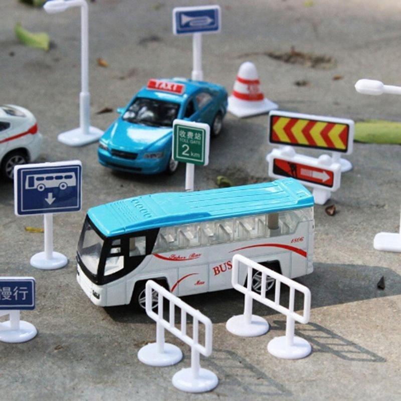 56 Pcs/set of Children DIY Model Scene Toy Sign Road Sign Roadblock Traffic Sign