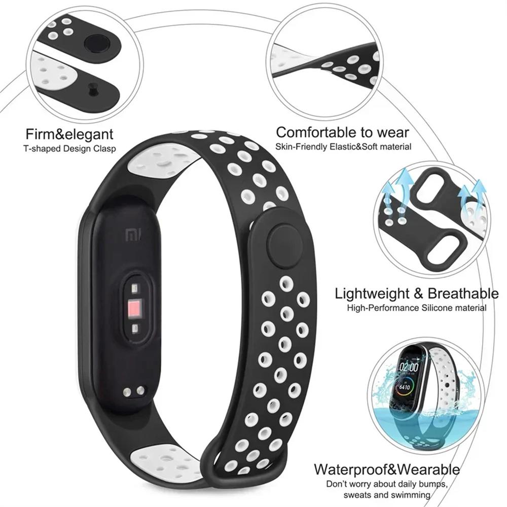 Спортивные ремешки для Xiaomi Mi Band 7 /8 Браслет Силиконовый Умный браслет Miband 4 Ремень pulseira correa mi band 3 4 5 6 ремешок