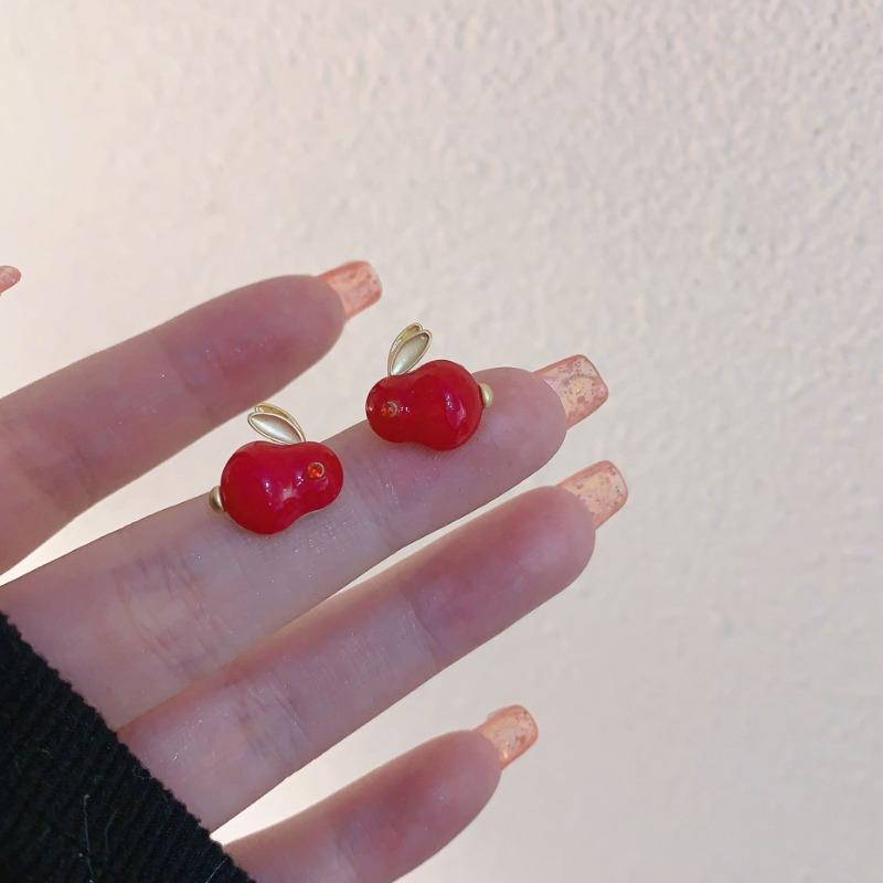 Индивидуальные ретро-имитация нефритового красного кролика, геометрические серьги-джокеры, женские украшения