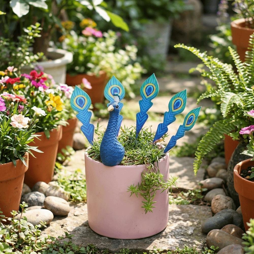 Splicing Design Garden Peacock Stakes Detachable Resin Peacock Figurine Backyard