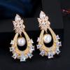E0281 High-Grade Zircon Pearl Earrings, Atmospheric Eldest Daughter Earrings.