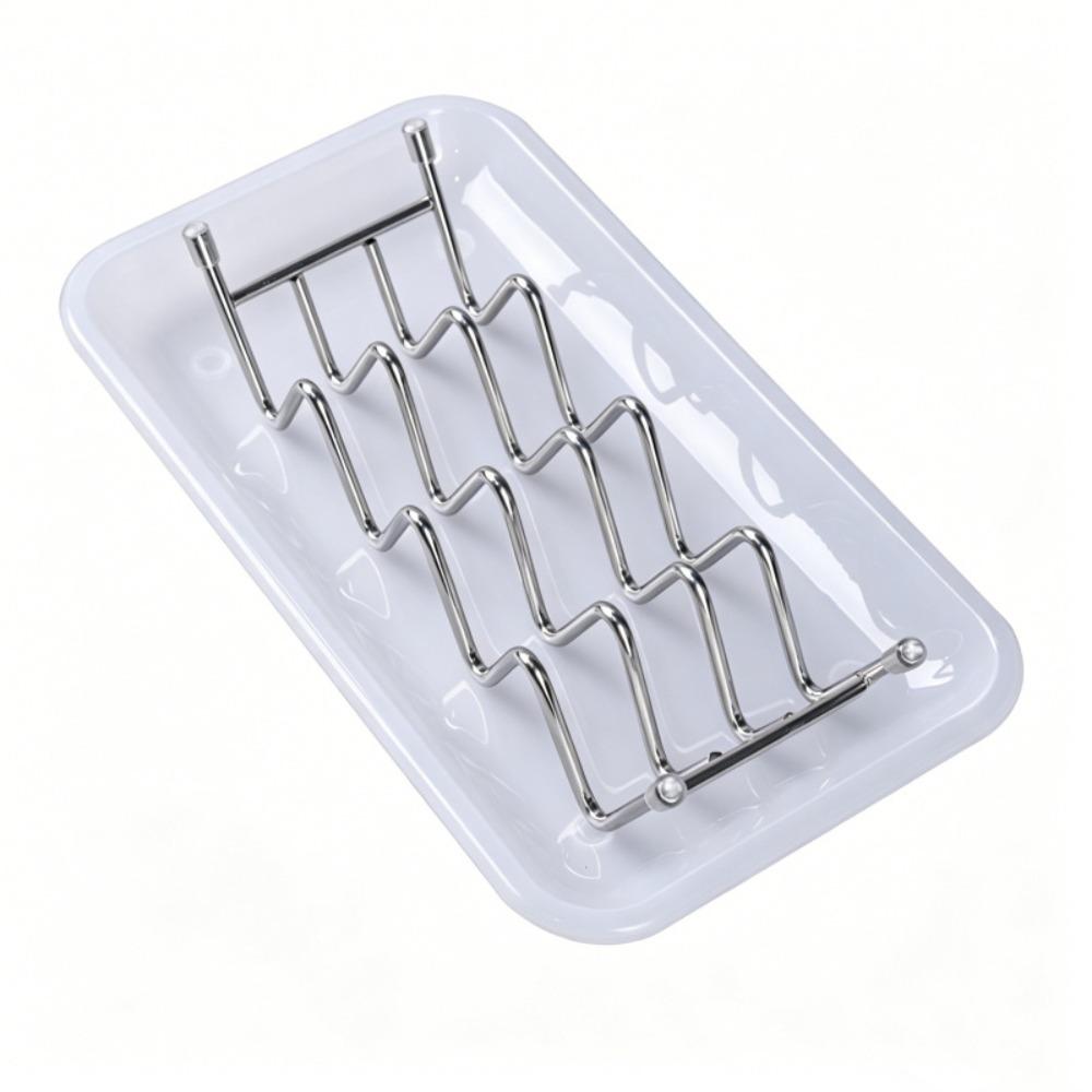 Anti-Slip Stainless Steel Soap Box W-Shaped Soap Holder Draining Soap Rack Student Dormitory