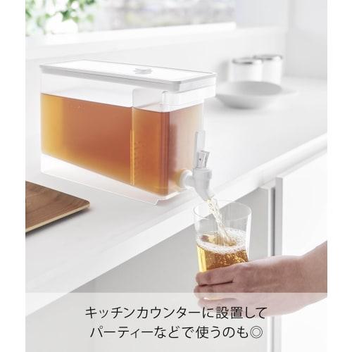 Yamazaki Tower Refrigerator Drink Server, 2.8L, White, W10 X D31.5 X H17cm (including Faucet and Valve), Dishwasher Safe, Water Jug, Barley Tea Pot, 1