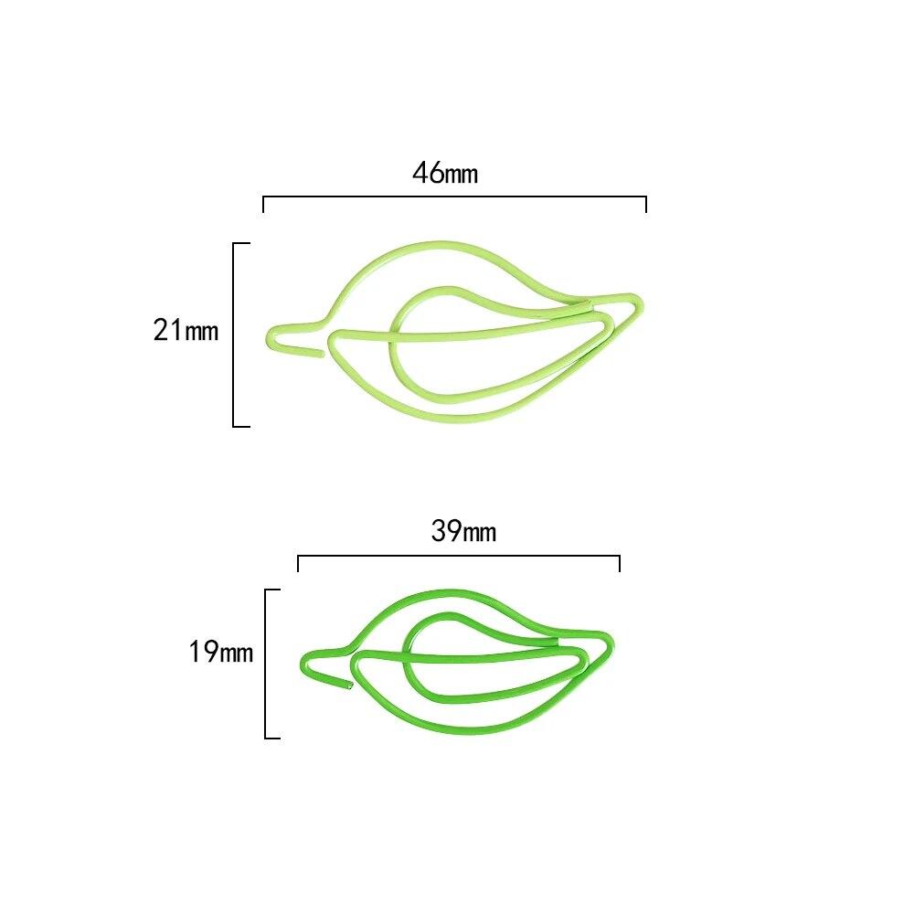 15 шт./компл. зеленые скрепки для бумаг, милые скрепки из нержавеющей стали в форме листьев, книжные знаки для офиса, школьные принадлежности