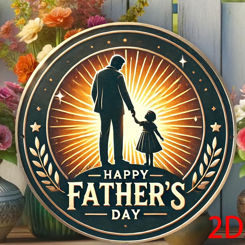2d Flat 20*20cm, Father'S Day Retro Style Circular Wooden Sign, Perfect for Bedroom And Living Room Decoration, Ideal Gift for Friends And Family.