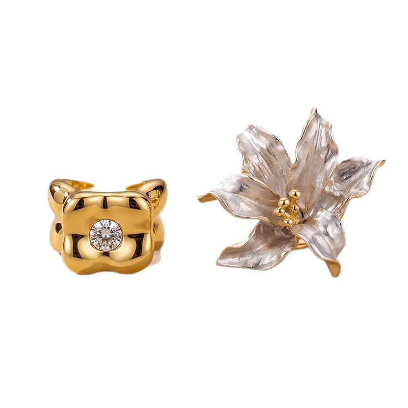 2026New retro color-block tulip and iris flower drop oil ring, a unique and high-end fashion accessory