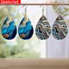 Fashionable Water Ripples PU Leather Earrings for Women Abstract Ocean Beach Pattern Tears Earrings