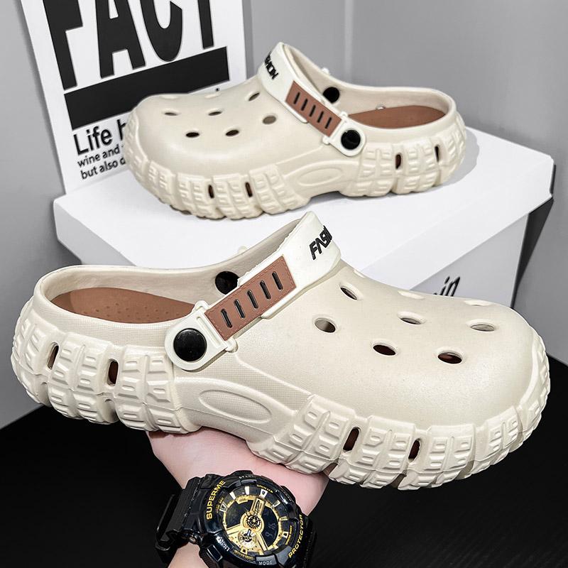 Модные летние мужские тапочки-сабо с мягкой подошвой, дышащие пляжные тапочки, мужские домашние тапочки для улицы, противоскользящие