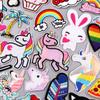 Animal Cartoon Embroidery Patch Iron On Patches For Clothing Thermoadhesive Patches On Clothes Rainbow/Unicorn Patch Hook Loop