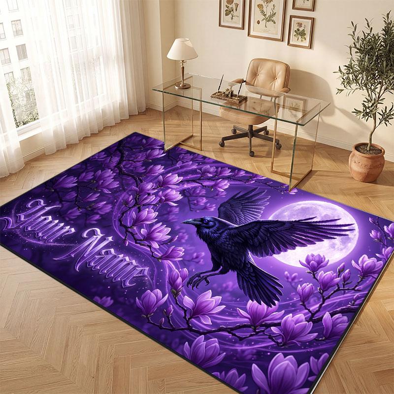 Space Cosmic Theme Crystal Velvet Floor Rug Personalized Custom Name Text Warm Carpet Home Decoration