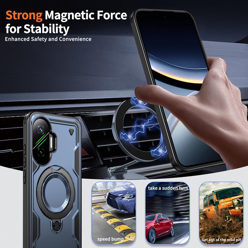 Чехол для Xiaomi POCO F7 5G, военный противоударный жесткий ПК+ТПУ, 360° регулируемое кольцо-подставка на задней панели для Little F7