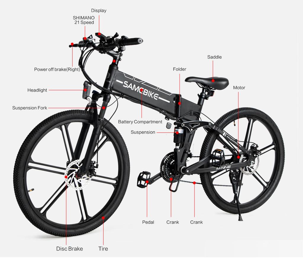 Склад Ebike в Великобритании/ЕС, Samebike LO26-II, 10 Ач, 48 В, 500 Вт, 26 дюймов, электрический велосипед с мопедом, умный складной велосипед, максимальная скорость 25-35 км/ч