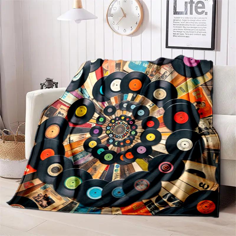 1PC Music Records printed blanket, all season lightweight home office outdoor nap multifunctional blanket A13