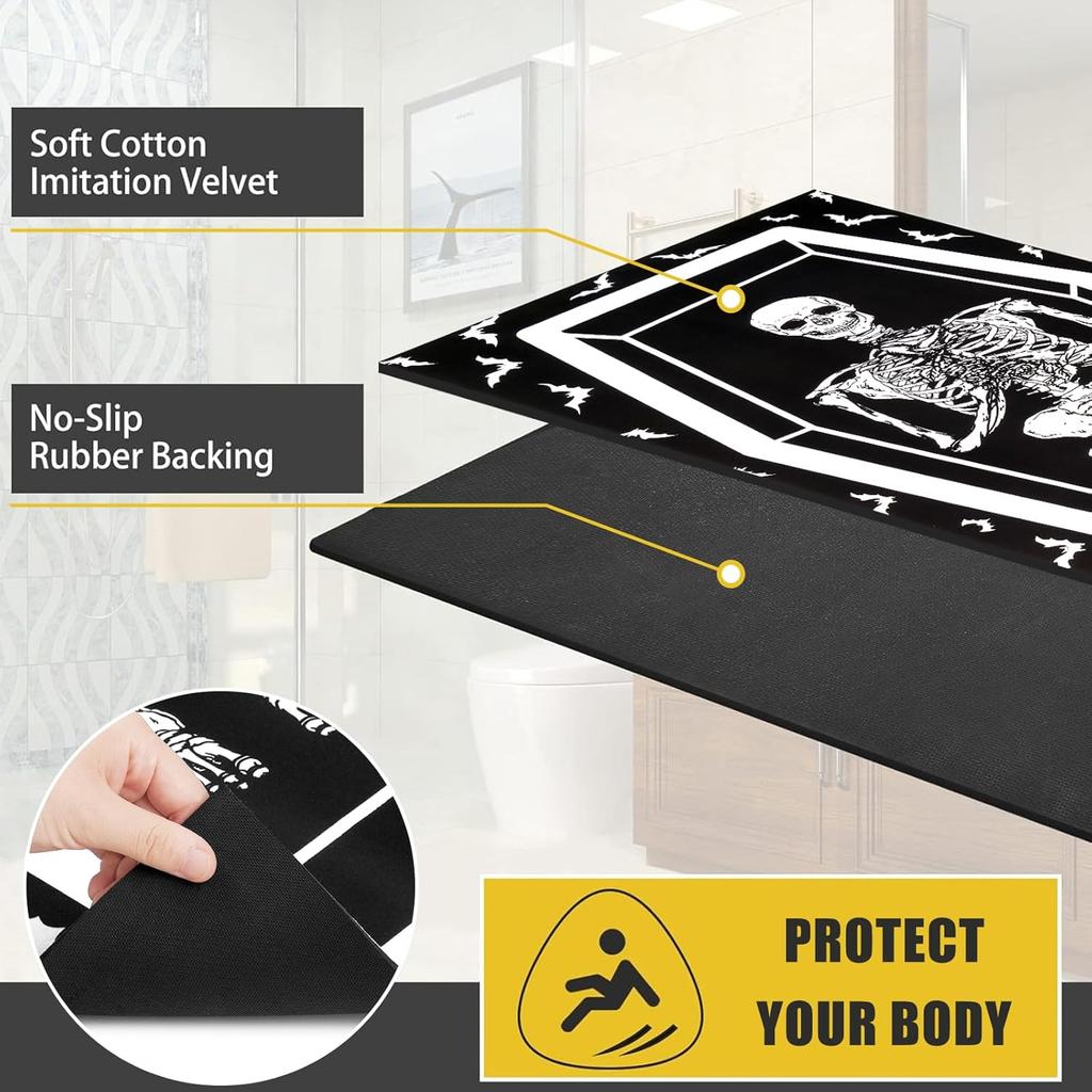 Ковер в темном стиле на Хэллоуин с рисунком человеческого скелета и гроба, короткий вельвет, водонепроницаемый, для спальни, домашнее украшение