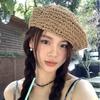 Summer Weave Cap Handmade Painter Hat Fashion Straw Beret Women