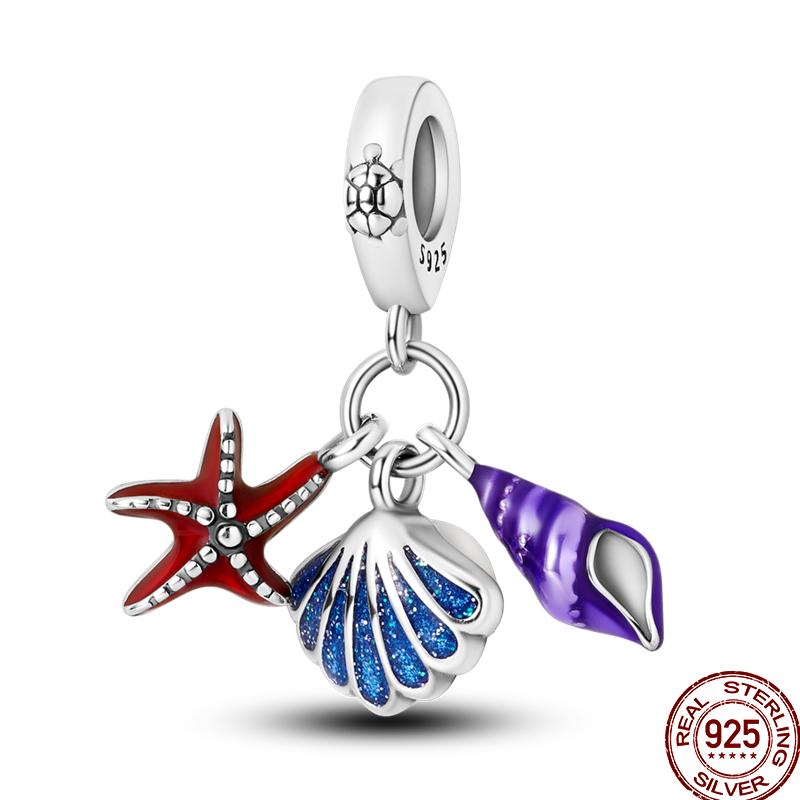 Медный пляж Океанский отпуск Напиток Шарм Морская звезда Бусины Подходят для Пан Оригинальный браслет Сделай сам Праздничные украшения Подарок