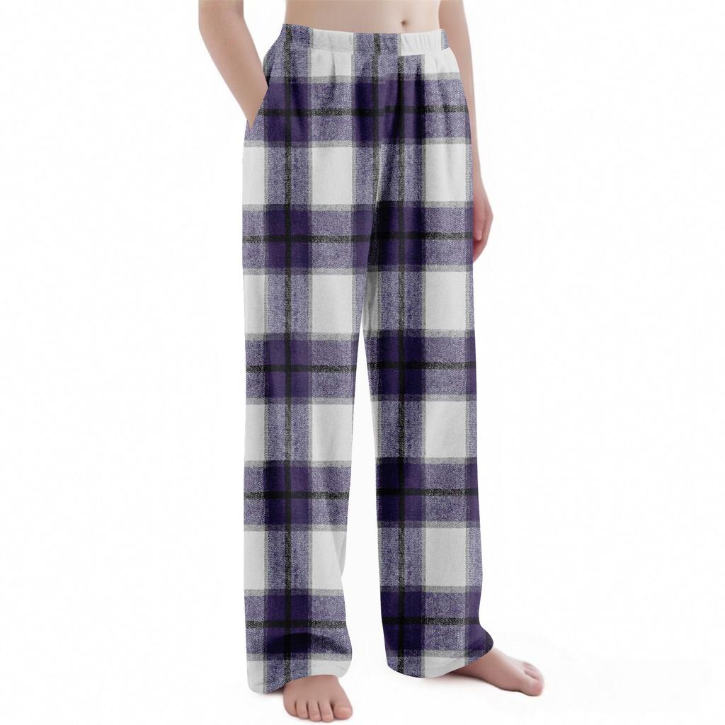 Детские рождественские брюки с клетчатым принтом, плюшевые повседневные брюки