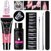 7Pcs Nail Extension Gel Kit, Crystal Nail Tools Set, Brush-On Acrylic Nail Extension Kit, Strong & Long-Lasting Nail Art