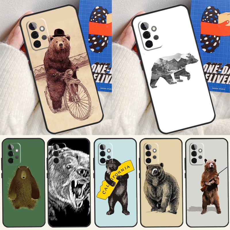 Cartoon Grizzly Bear Case For Samsung Galaxy A14 A55 A06 A05 A36 A26 A16 A54 A34 A22 A32 A52 A35 A15 A53 A13 A56