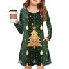 Christmas Day Girls' Long Sleeve Dress - Color Pocket Dress