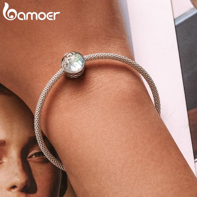 BAMOER 100% 925 Sterling Silver Charm Beach & Waves Beads Fit for Original Bracelet & Bangle Fine DIY Making Women Jewelry