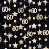 Шампанское Золото Украшения на 60-летие Цифра 60 Круг Точка Звезда Гирлянда Металлический Серпантин Баннер для Женщин Мужчин За 60 Лет День Рождения