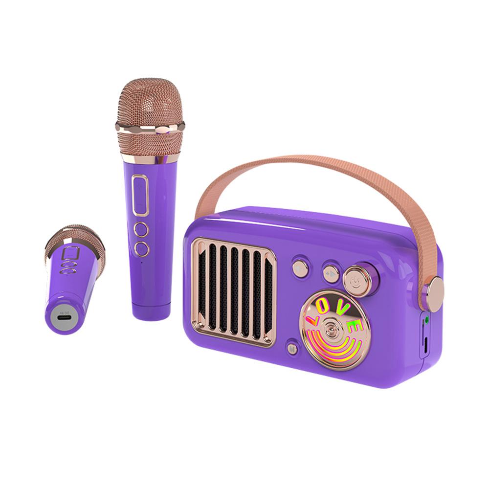 CYBORIS T4 Портативная ретро детская караоке-колонка 15 Вт для домашних развлечений, Bluetooth-совместимая колонка с 2 микрофонами