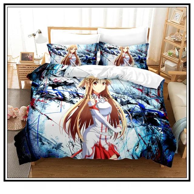 Аниме Sword Art Online Постельный комплект 3D-принт Пододеяльники Наволочки Детское постельное белье Постельное белье Роскошный домашний текстиль Домашний декор