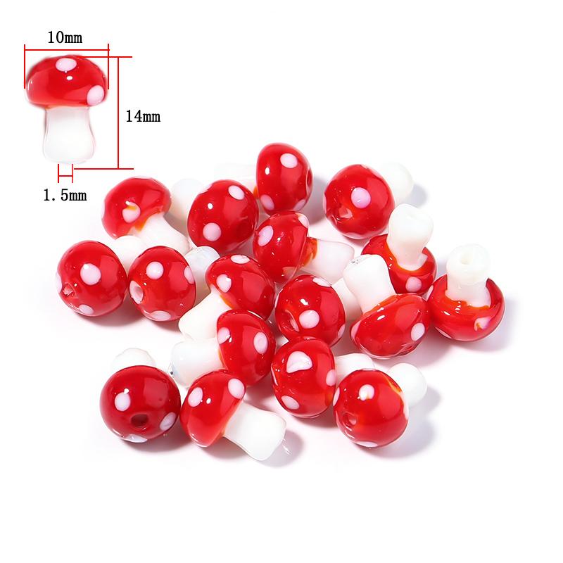 10-20Pcs 16x12mm Liuli Silica Lampwork Mushroom Beads Colourful Loose Glass Beads For Needlework DIY Jewelry Making Accessories