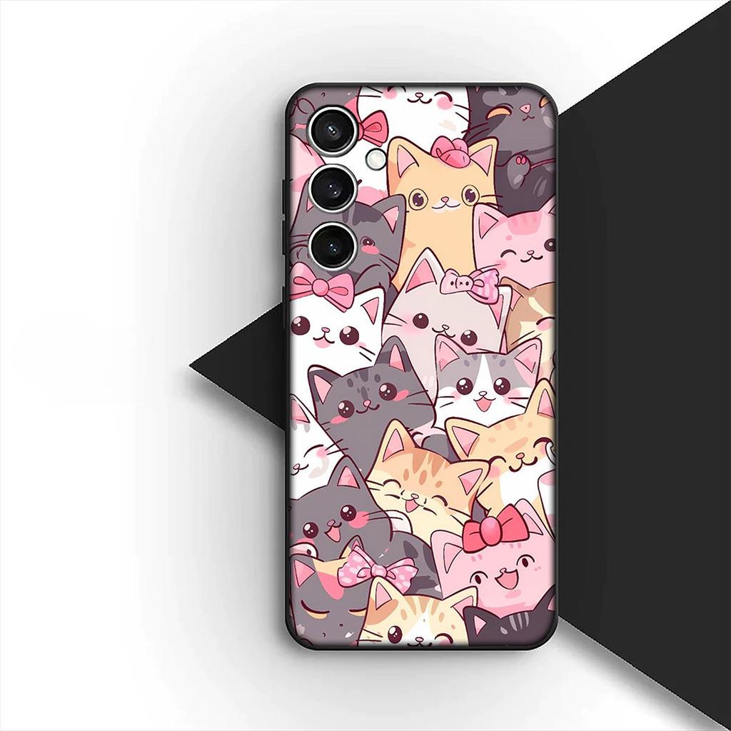 Soft Cover for Samsung Galaxy S20 S22 S21 FE Ultra Plus A07 A17 A15 A16 A25 A57 A37 Casing Phone Case Comics Cat Meow Lovely