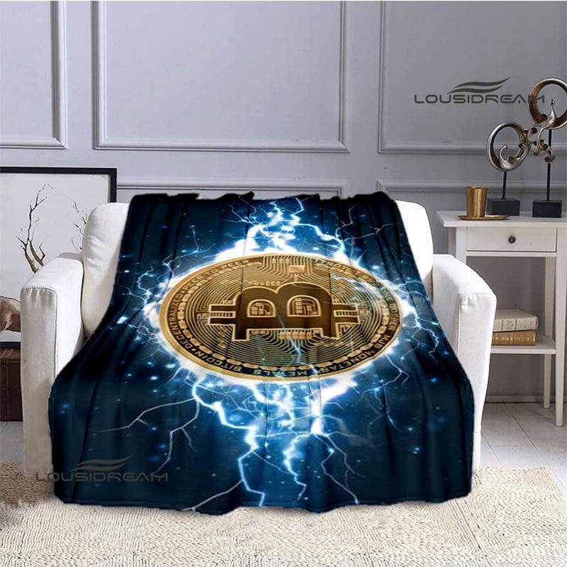 Bitcoin Fashion Printed Blanket Kids Warm Blanket Flannel Soft Cozy Blanket Sofa Bed Blanket Travel Blanket Birthday Gift
