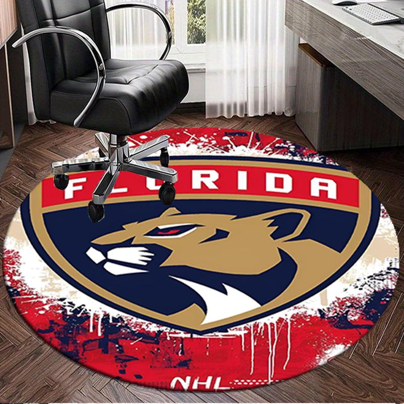 1PC Panthers Team Spirit Round Rug, Non-slip Chair Mat, Home Decor, Circle Carpet Perfect for Office, Bedroom, Living Room,Christmas gift