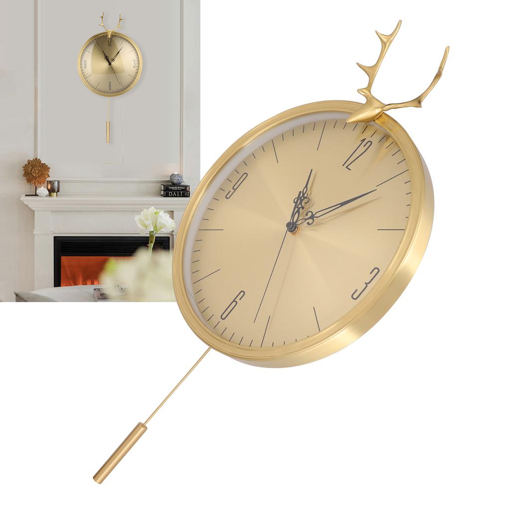 KR‑83002E Маленькие маятниковые часы с рогами из латуни, настенные часы для офиса, спальни