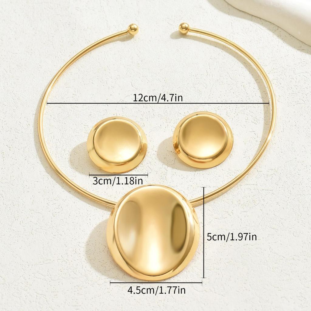 Металлический ветер Дамское геометрическое ожерелье серьги комплект кольцо кулон дизайн ключица цепочка ожерелье