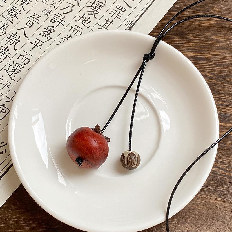 Деревянная бусина, подвеска-желудь, ожерелье из вощеного шнура, ретро этнический стиль, выдвижная цепочка для свитера, новая китайская универсальная нишевая вещь, украшение