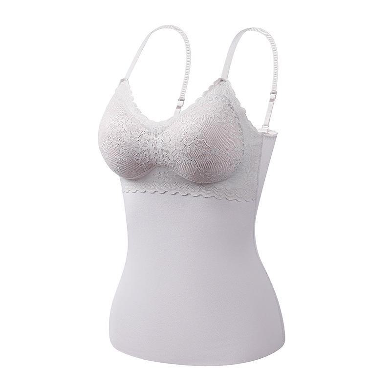 Женский двухсторонний бархатный жилет-комбинезон с нагрудными накладками, подкладкой из шелкового кашемира и бесшовным кружевным термобельем